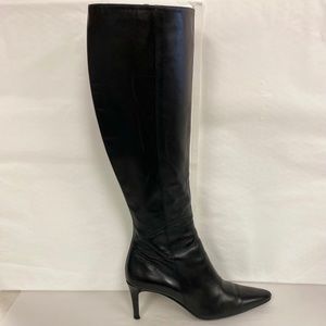 COACH Gina Tall Leather Heeled Boots Black Size 7